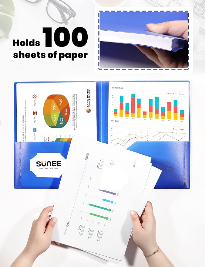 SUNEE 2 Pocket Folders Heavy-Duty Plastic Folders - Image 4