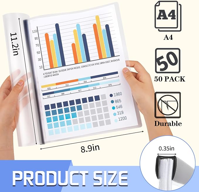 50 Pack Report Covers with Sliding Bar, Presentation Folders Resume Document - Image 2