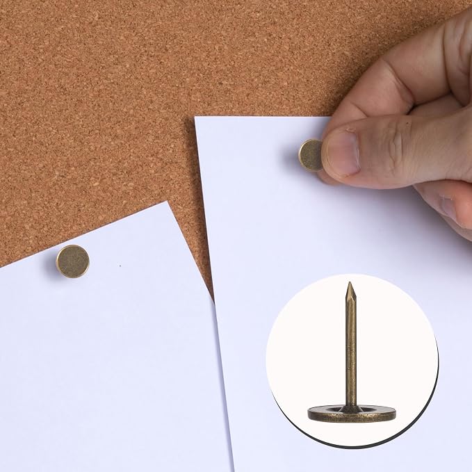 180pcs Flat Head Thumb Tacks for Wall, Bronze Pins, 0.4 x 0.6 in | Heavy Duty - Image 5