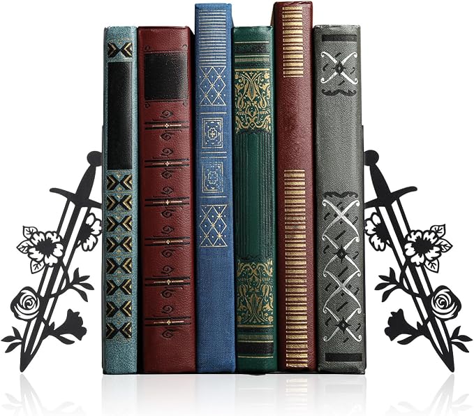 Geelin Metal Book Ends for Shelves Sword and Rose Bookends Set of 2 for by Geelin