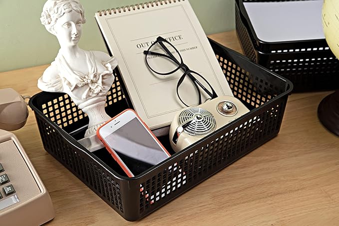 Eslite A4 Size Plastic Storage Basket, Desktop File Paper Letter Organizer Tray - Image 4