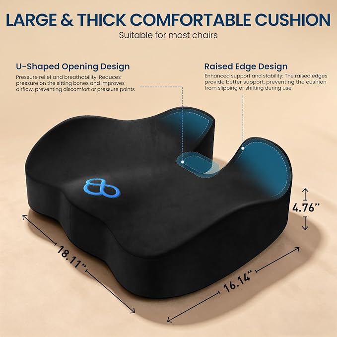 BlissTrends Seat Cushion with Velvet Cover, Thick Memory Foam Cushions - Image 4