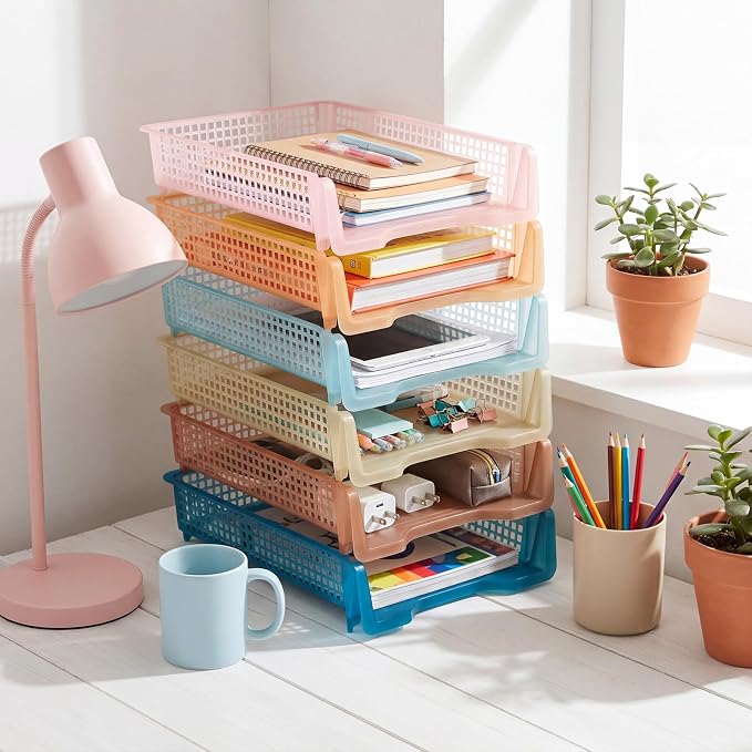 Geetery Set of 6 Turn in Trays Classroom Plastic Trays - Image 4