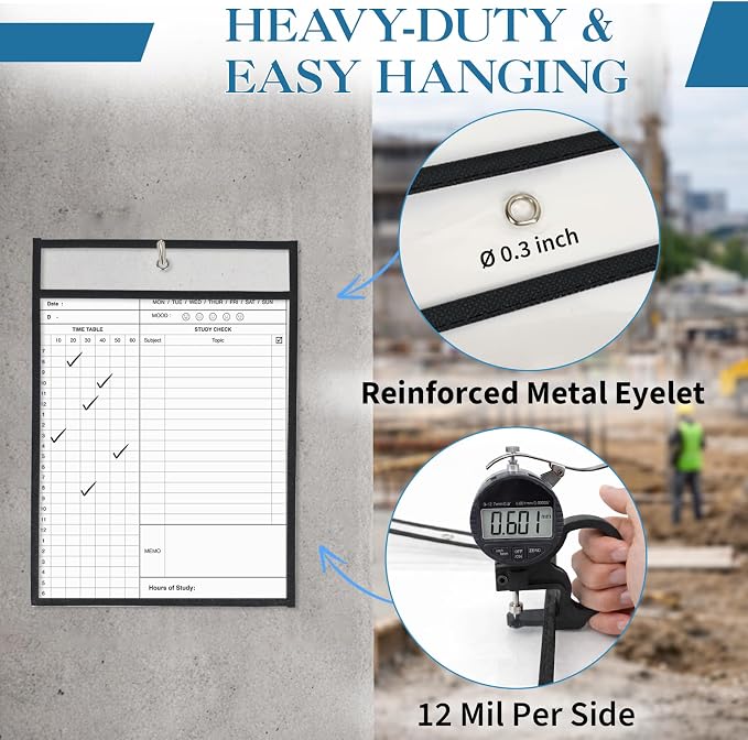 Binditek 30 Pack Heavy Duty Job Ticket Holders, 9 x 12 Inch Black Dry Erase - Image 3