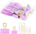 Purple and Gold Paper Clips Binder Clips Set by CREECHWA