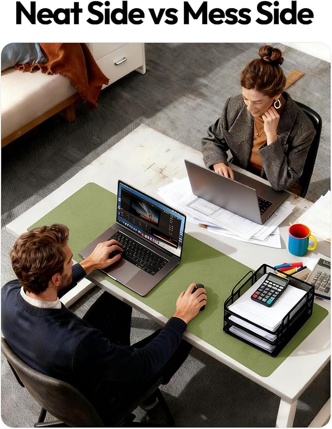 YSAGi Leather Desk Pad Protector, Office Desk Mat, Large Mouse Pad, Non-Slip PU - Image 6