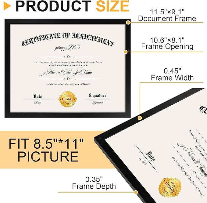 YixangDD 12 Pack Certificate Frames 8.5 x 11, College Diploma Frame - Image 3