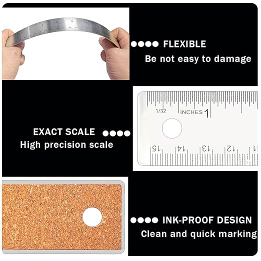 3 Pcs 6 Inch Metal Ruler Stainless Steel Metal Ruler - Image 5