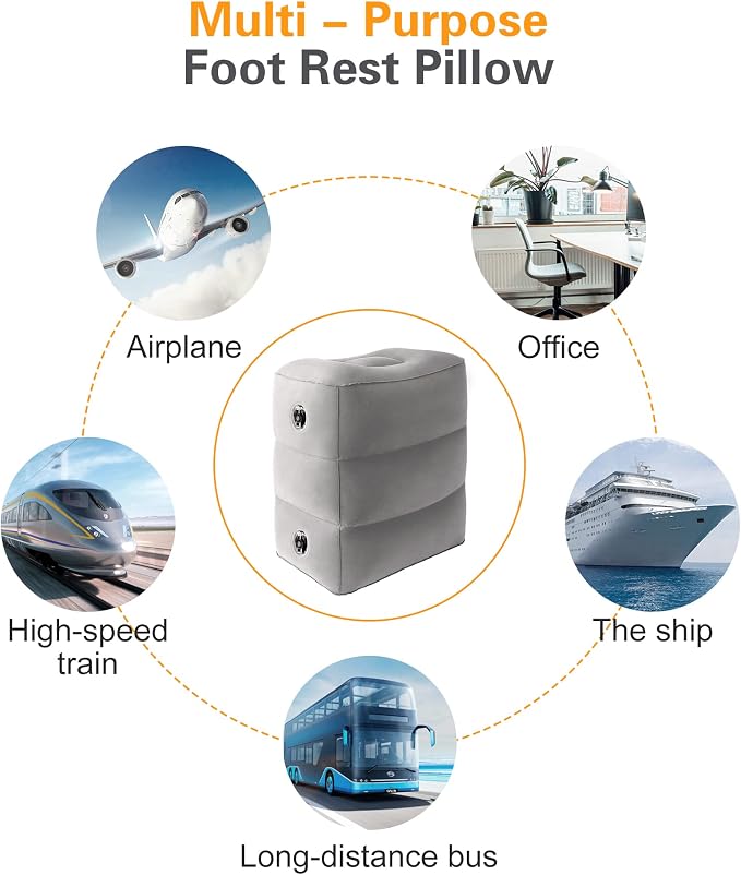 Sunany Inflatable Travel Foot Rest Pillow, Airplane Bed - Image 8