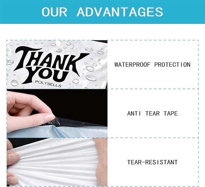 POLYSELLS Thank You Poly Mailers 10x13 inches 50 Pcs Waterproof Self-Sealing - Image 3