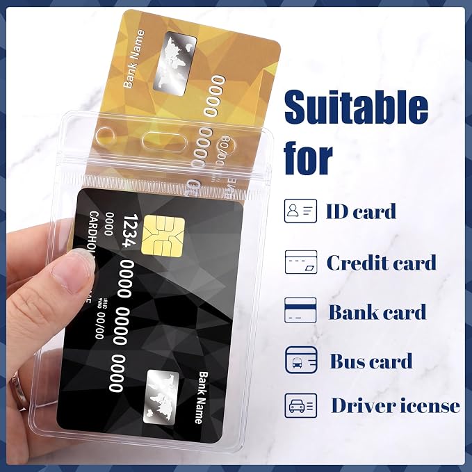 60 Pack Vertical ID Badge Holders Clear Plastic Waterproof Card Holder - Image 3