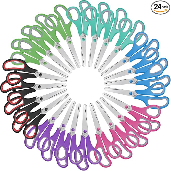 24 Packs 5.5" Kids Small Scissors Set, Blunt Tip Craft Paper Scissors Bulk by Xnluothsk
