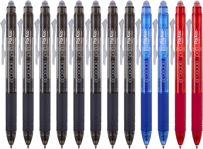 ParKoo Retractable Erasable Gel Pens Clicker Fine Point 0.7 mm, No Need by Parkoo