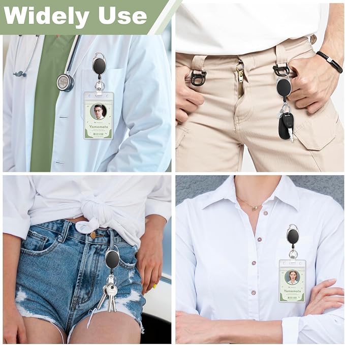 5 Pack ID Badge Holder with Badge Reels Retractable Clip Heavy Duty Vertical - Image 3