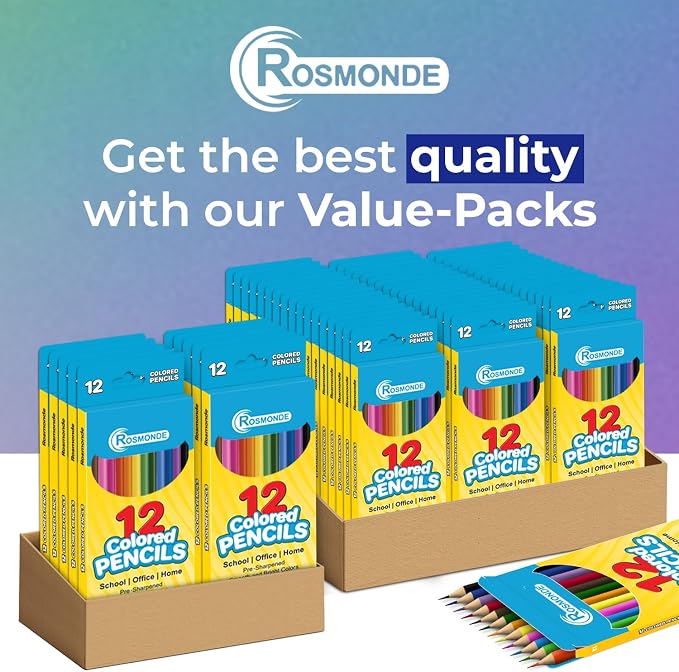 Rosmonde Colored Pencils Bulk 25 Pack | 300 Pencils, 12 Bright Colors, Easy Grip - Image 5