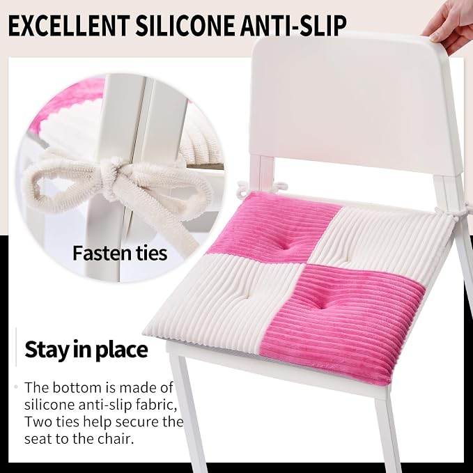 Office Stacking Chair Cushions 4 Pack, Corduroy High Density Foam Kitchen Seat - Image 5