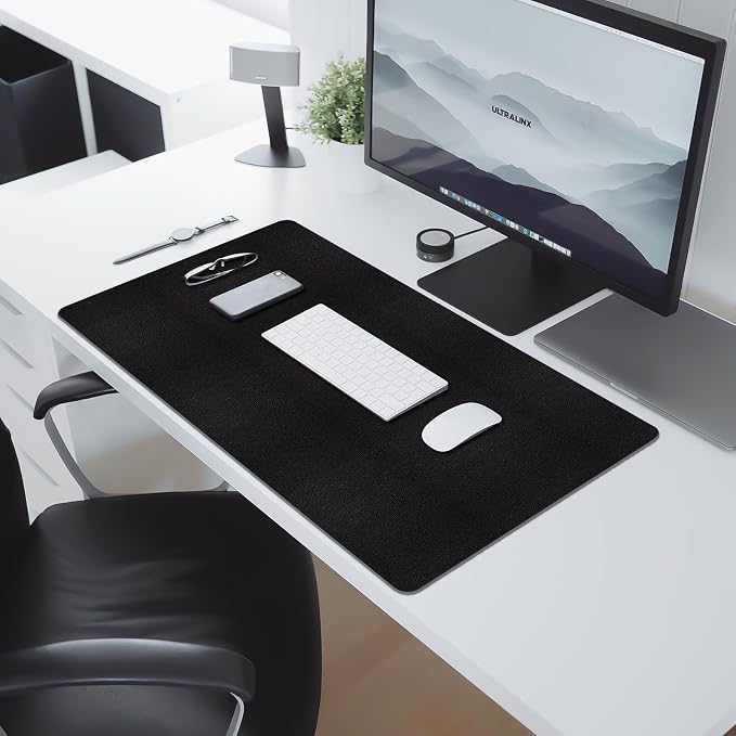 Leather Desk Pad Mat, Non-Slip Black Desk Mat, Large Mouse Pad - Image 4