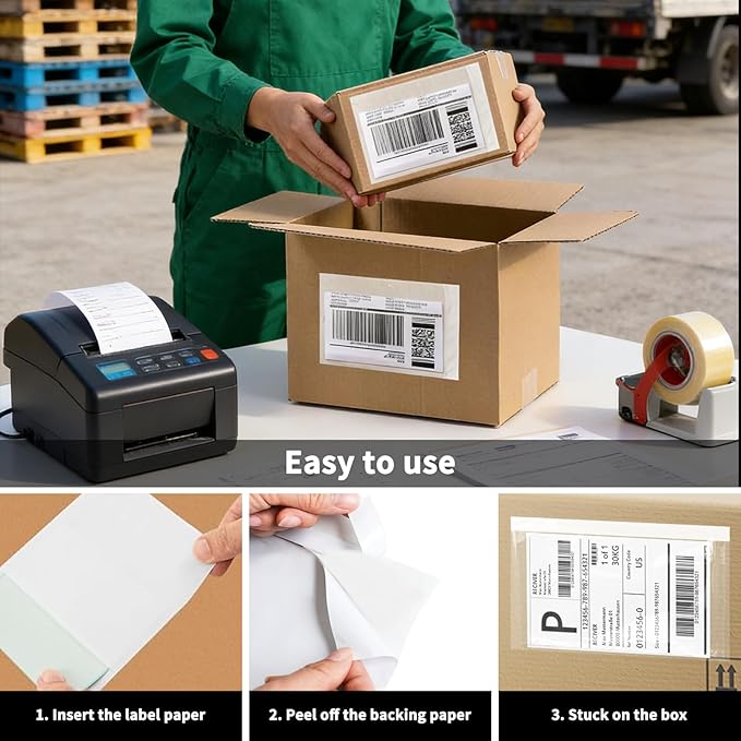 9527 Product 7.5" x 5.5" Clear Adhesive Top Loading Packing List/Shipping Label - Image 4