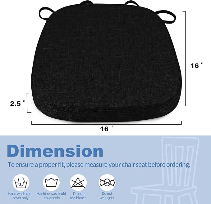 BUYUE Thickened 2.5" Dining Chair Cushions Set of 4, U-Shape High Density Foam - Image 3