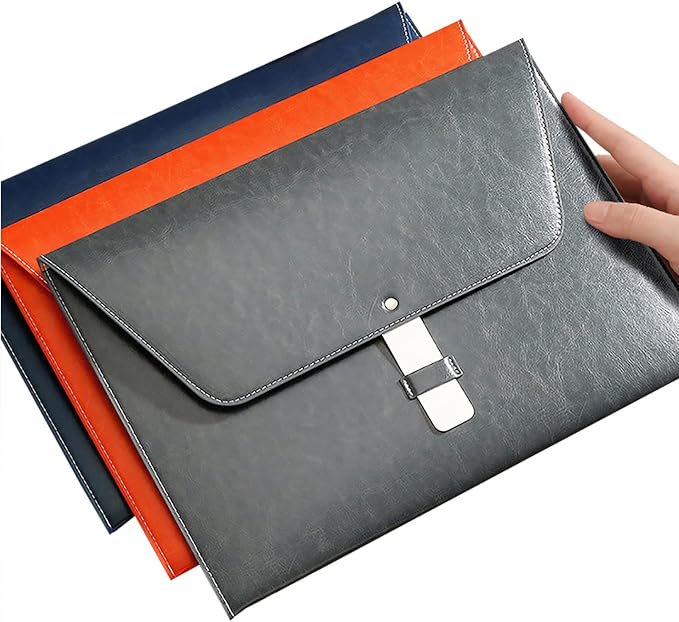 PU Leather A4 File Folder Large Document Holder Waterproof Envelope Folder Case - Image 9