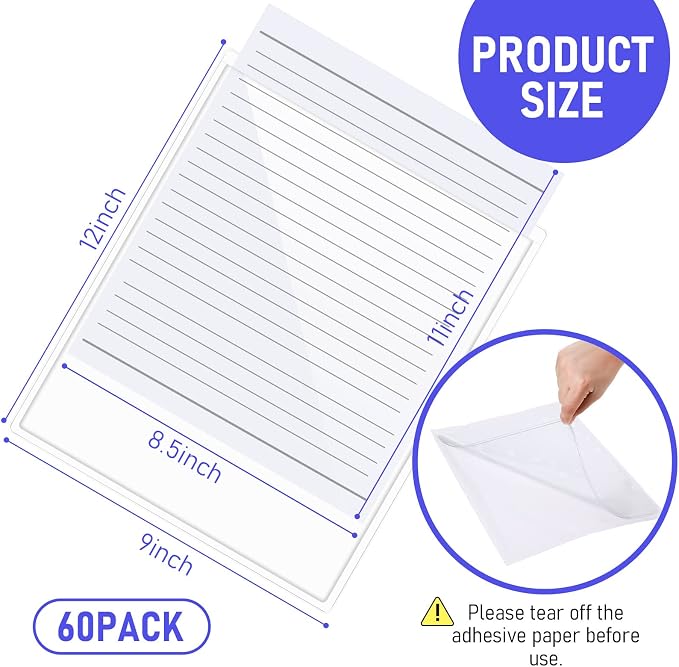 Outus 60 Pcs Self Adhesive Shop Ticket Holders Clear Plastic Sleeves Adhesive - Image 2