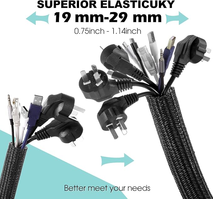 AGPTEK Cable Sleeve, 2 Pack 5ft - Image 3
