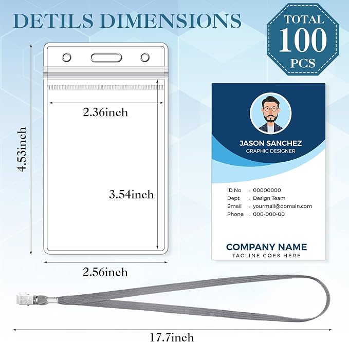 Marspark 100 Pcs ID Badge Holder - Image 2