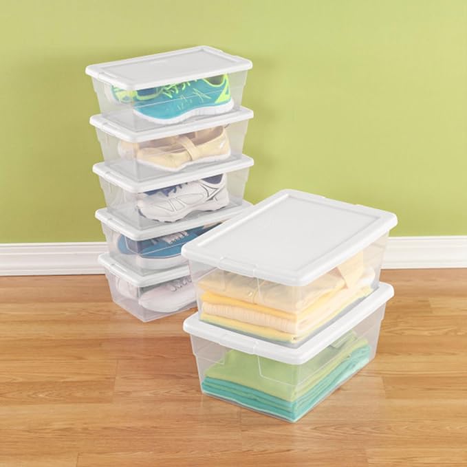 Sterilite 48-Pack 6 Quart Storage Box, Stackable Clear Plastic Bins - Image 8