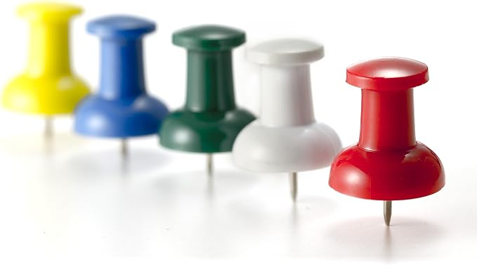 Officemate Giant Push Pins, 1.5" Assorted Colors, 2 Tubs of 12 - Image 2