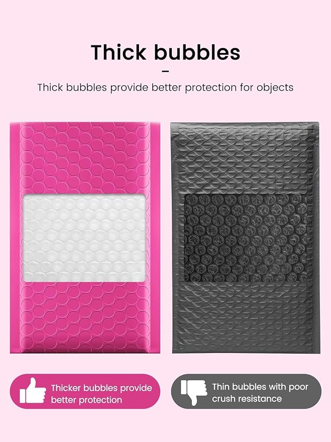 GSSUSA Pink Bubble Mailers 6x10 Small Padded Envelopes 1000 Pack, Strong - Image 6