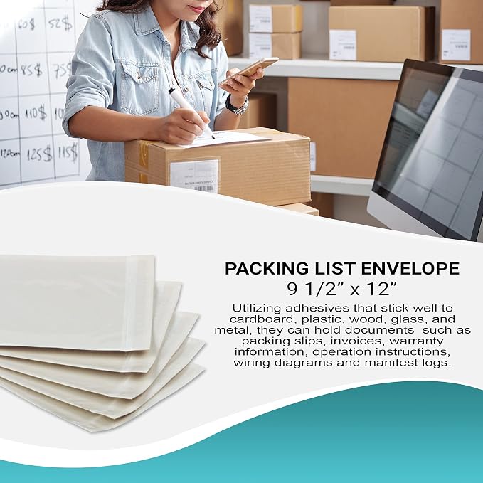 APQ Clear Top Loading Packing List Envelopes, 9.5 x 12 Inches. 500 Pack Packing - Image 5