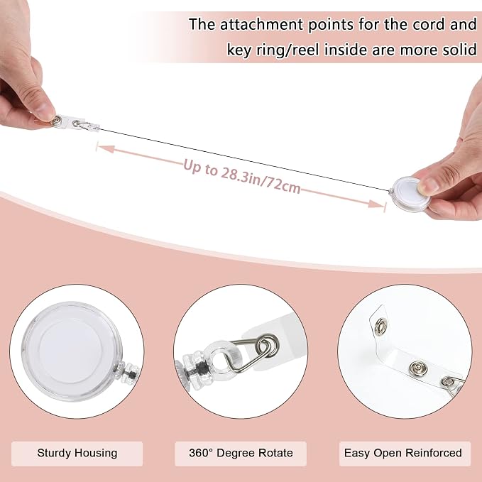 JANYUN 50 Pcs Retractable Badge Reel Clips Holder - Image 2