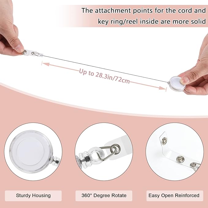 JANYUN 100 Pcs Badge Reels Retractable Badges Holder - Image 2