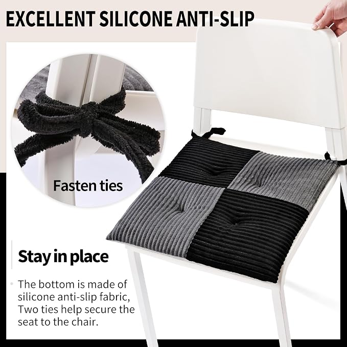 Office Stacking Chair Cushions 4 Pack, Corduroy High Density Foam Kitchen Seat - Image 5