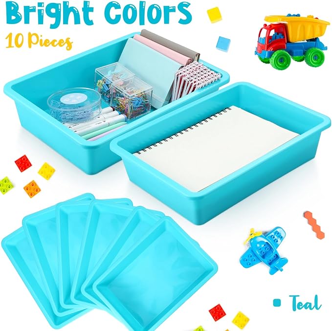 Kigley 10 Pcs Flat Storage Tray Organizer Bin Letter Size Paper Trays - Image 4