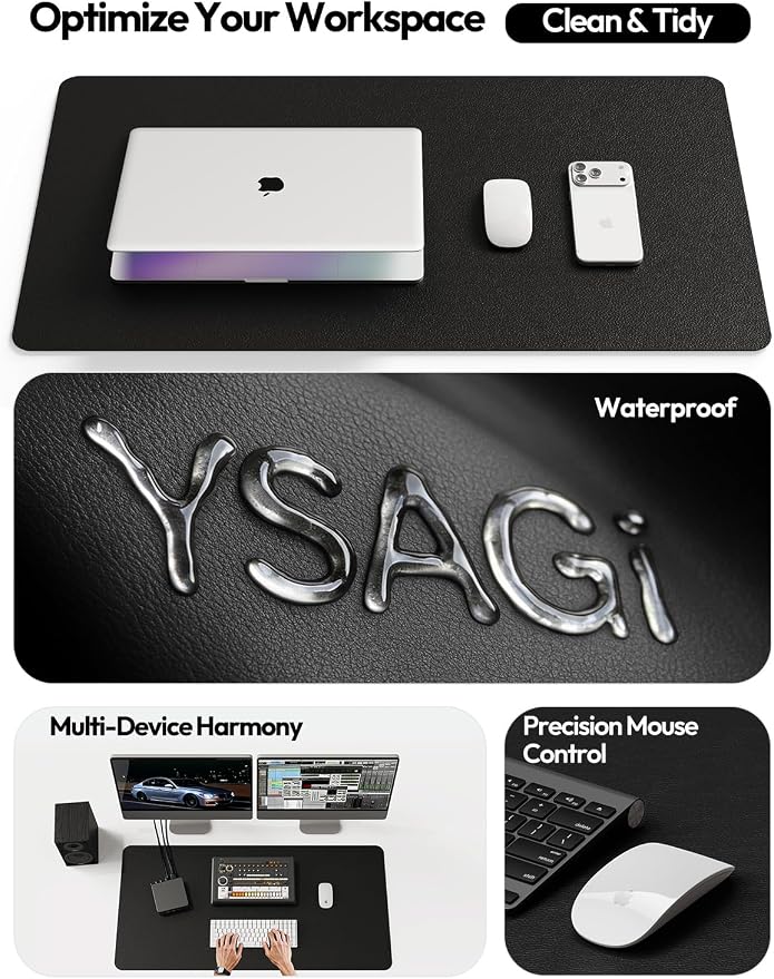 YSAGi Leather Desk Protector, Office Mat, Large Mouse Mat, Non-Slip PU Leather - Image 8