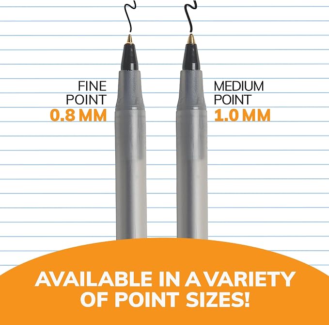 BIC Round Stic Xtra Precision Fine Black Ballpoint Pens, Medium Point, 12-Count - Image 7