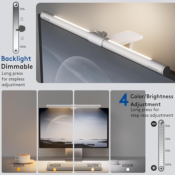 Quntis Monitor Light Bar with Remote, Eye-Care No Glare, Space Saving Home - Image 4