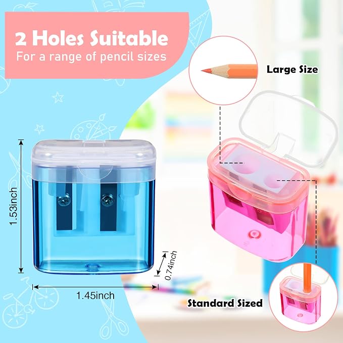 96 Pieces Pencil Sharpeners for Kids Colored Pencil Sharpeners Manual Double - Image 2
