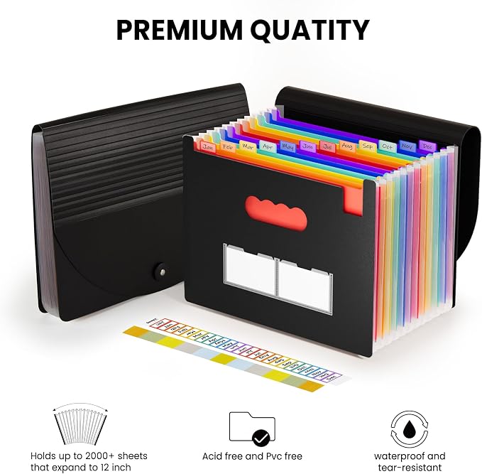 Sooez Accordion File Organizer, 13 Pockets Expanding File Folder, Portable - Image 6