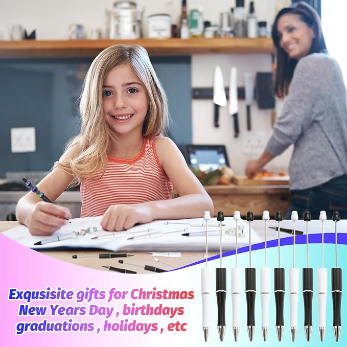 300 Pieces DIY Beadable Pen Kit – 100 Plastic Ballpoint Pens - Image 5