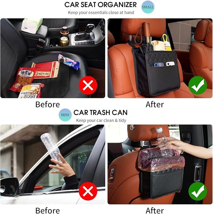 FrgKbTm Car Seat Back Hanging Bag Car Document Holder Multi-Pocket Bottle Bag - Image 6
