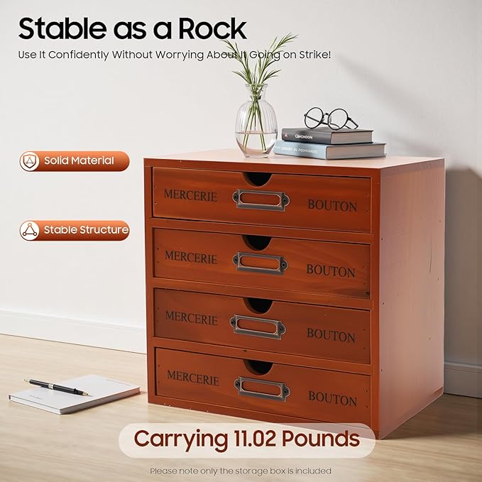 Vintage Wooden Drawers Organizer, 16-Drawer Desktop Storage Box - Image 5