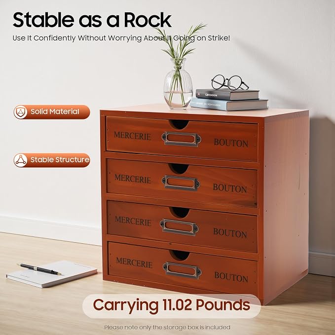 4-Tier Desktop Storage Cabinet, Antique Desktop Organizer Desktop Storage Box - Image 5