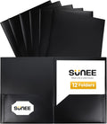 SUNEE 2 Pocket Folders Heavy-Duty Plastic Folders by SUNEE