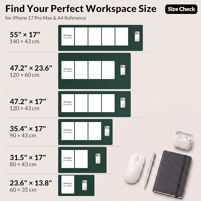 AFIING Cork Desk Mat, Dark Green, 31.5" x 17", Desk pad Protector | Dual-Sided - Image 7
