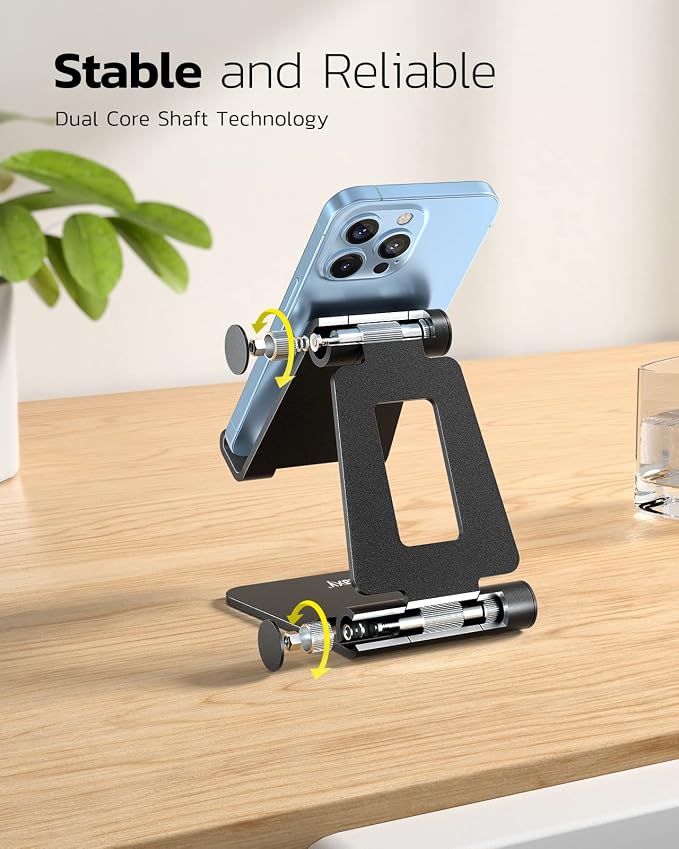 Nulaxy Dual Folding Cell Phone Stand, Fully Adjustable Foldable Desktop Phone - Image 4