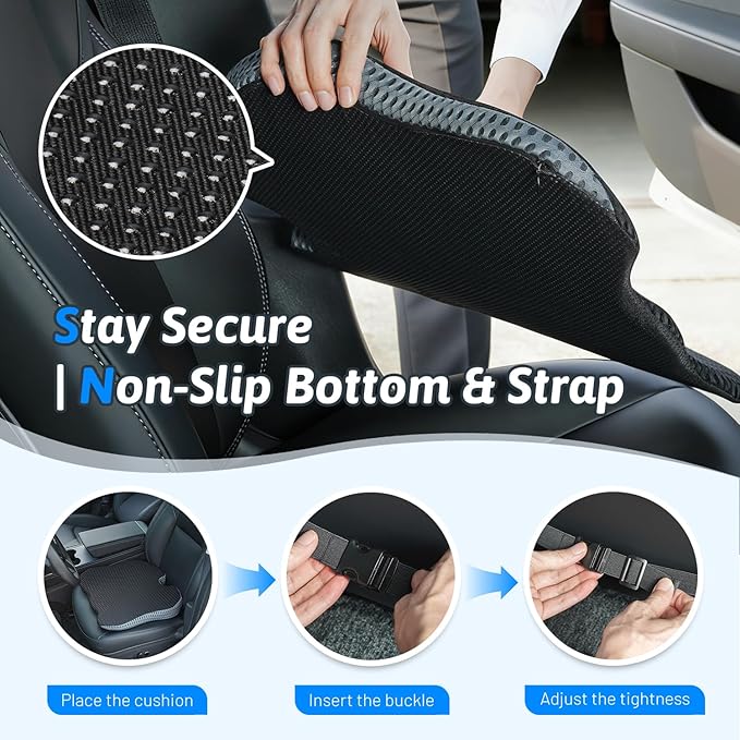 Wedge Car Seat Cushion for Better Visibility & Sciatica Pain Relief - Image 6