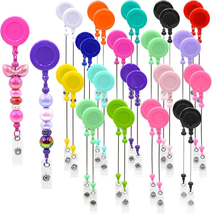 60pcs Colorful Beadable Badge Reels Making Kits by Unknown