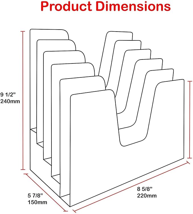 Acrimet 5 Section Incline File Sorter Organizer, Desktop Mail Holder Silver | - Image 9